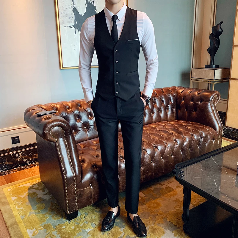 Костюмный жилет дружки Тонкий платье без рукавов с v-образным вырезом