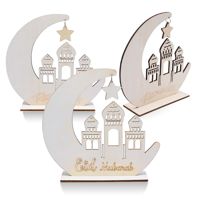Деревянный венок Рамадана украшение Мубарак мусульманская деревянная табличка