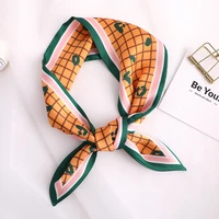 2020 lattice print women silk scarf small handle bag ribbons female head scarves dots foulard
