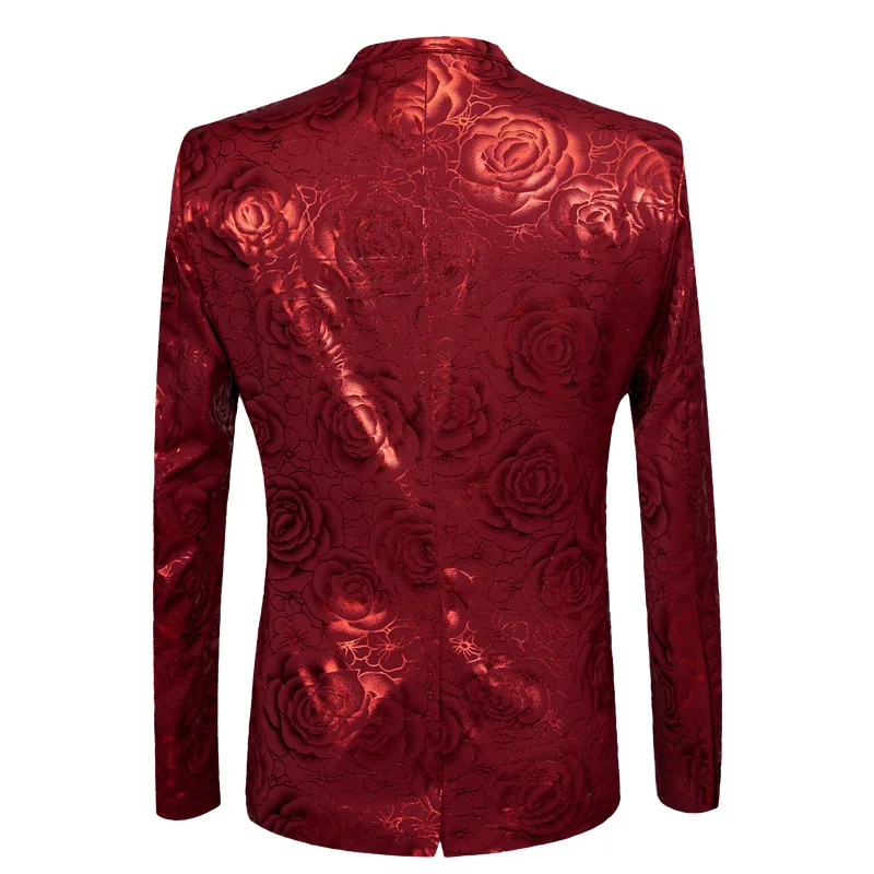 

PYJTRL New Tide Men Plus Size Shiny Red Rose Casual Blazer Designs Fashion Singer Costume Mens Blazers Slim Fit Suit Jacket