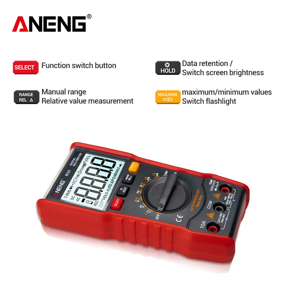 ANENG M20 мультиметр цифровой тестер 6000 отсчетов digital multimeter Мультиметр токовые клещи