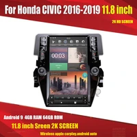 aucar tesla style android 9 for honda civic 2016 2019 multimidia car radio gps navigation 1 din autoradio stereo player