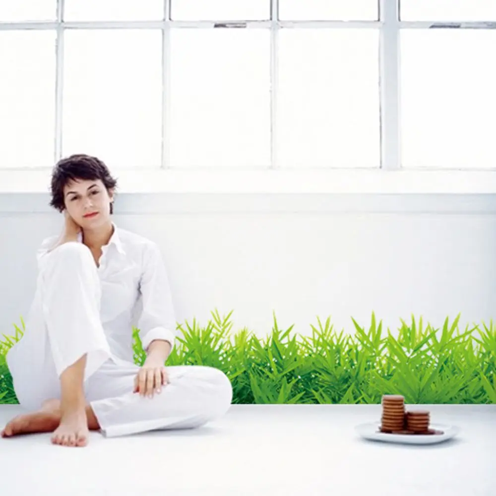 3D зеленые наклейки на стену с изображением травы плинтус из ПВХ для детской