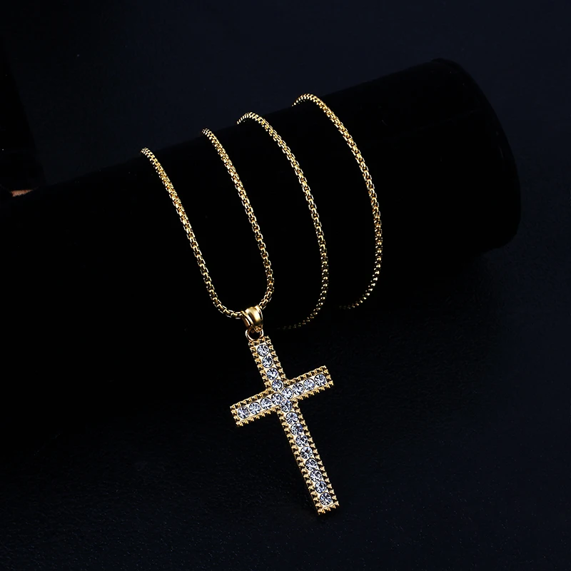 Цепочка с подвеской крестом из нержавеющей стали 2 мм|Ожерелья подвеской| |