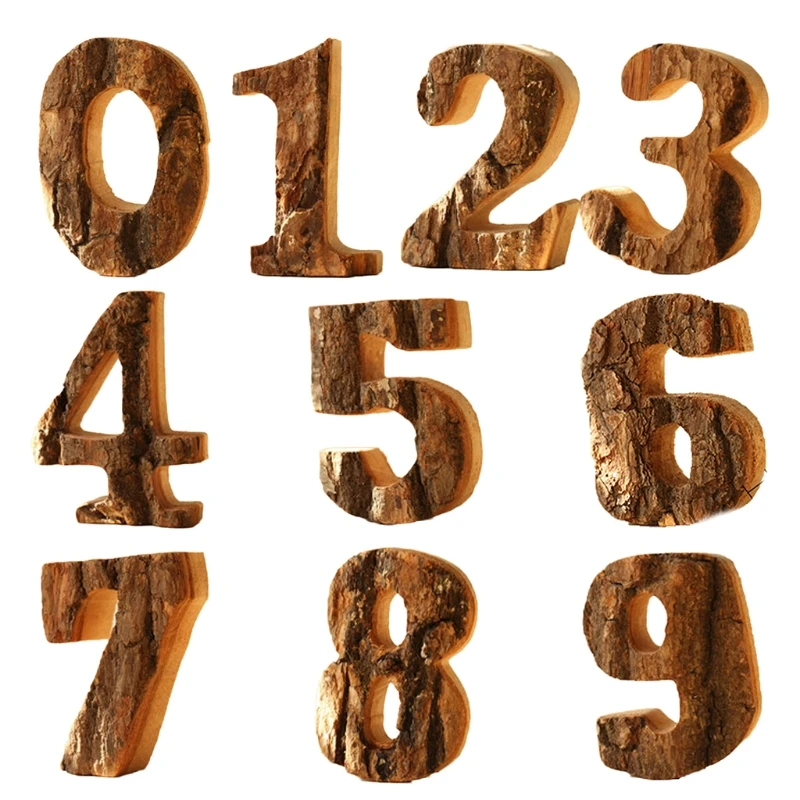 

vintage hardwood bark, wooden number, numbers, 0 - 9, DIY decorations for your w L5YE