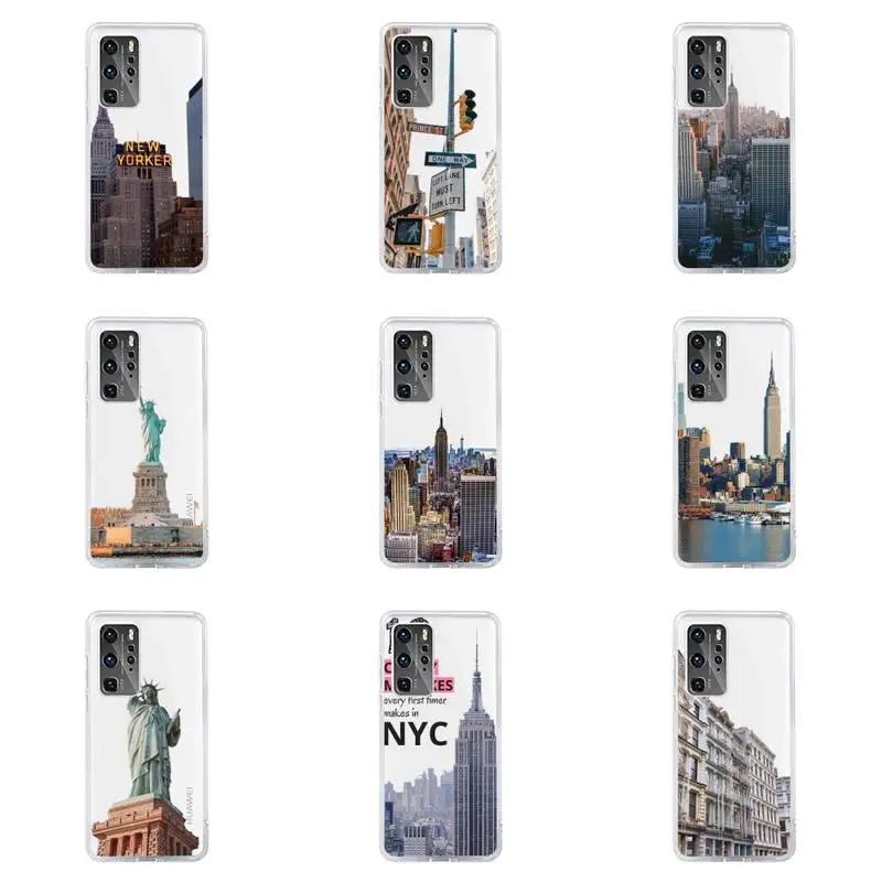 

new york Phone Case For Huawei P40 P30 P20 Mate Honor 10i 30 20 i 10 40 8x 9x Pro Lite Transparent Cover