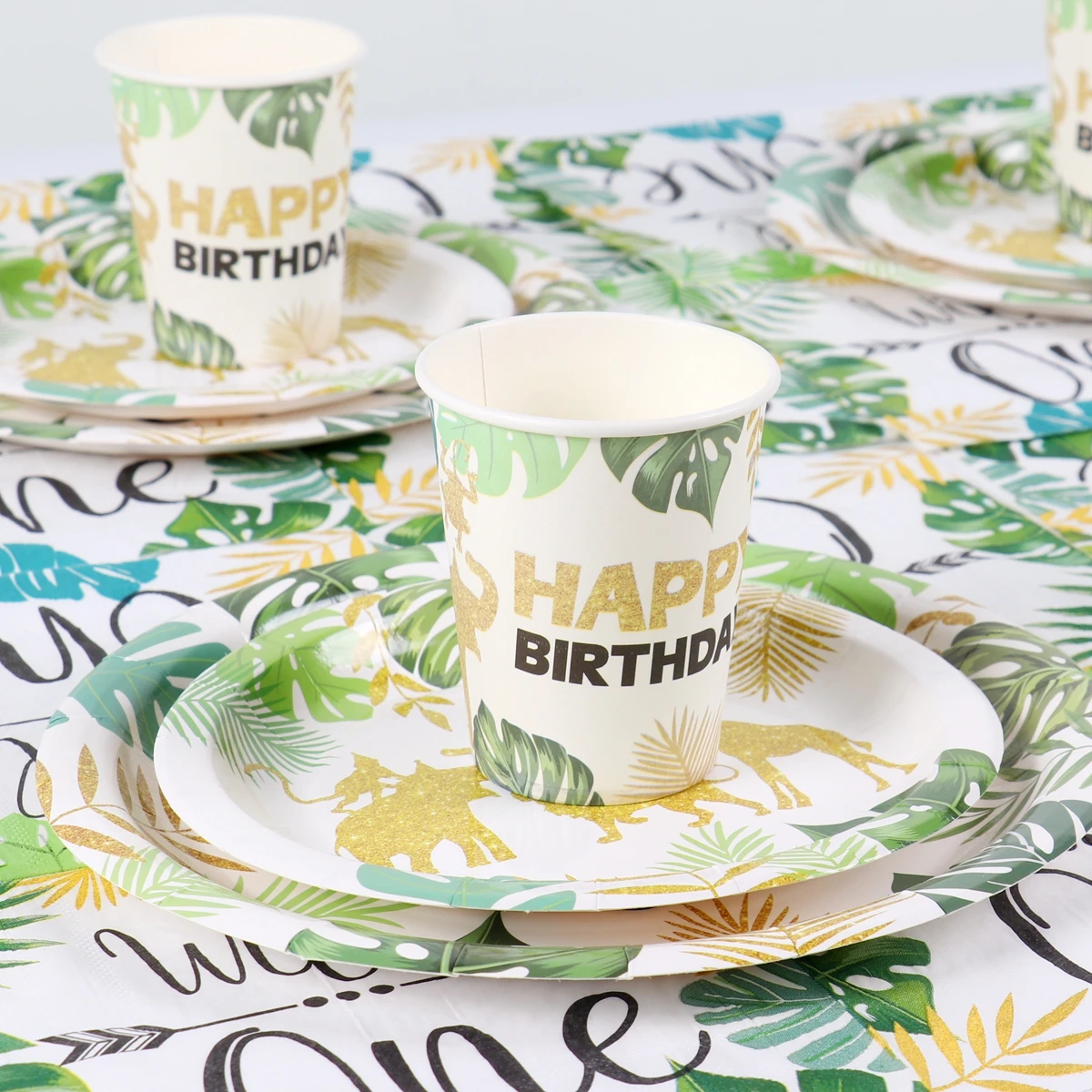 1-е дикое животное джунгли одноразовая посуда украшение для леса животного