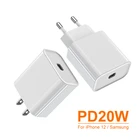 Зарядное устройство PD USB 20 Вт 18 Вт, быстрая зарядка для iPhone 12 11 Pro Max 8 7 6 Plus, Тип C, стандарт ЕС, адаптер для Xiaomi Samsung S21 S20