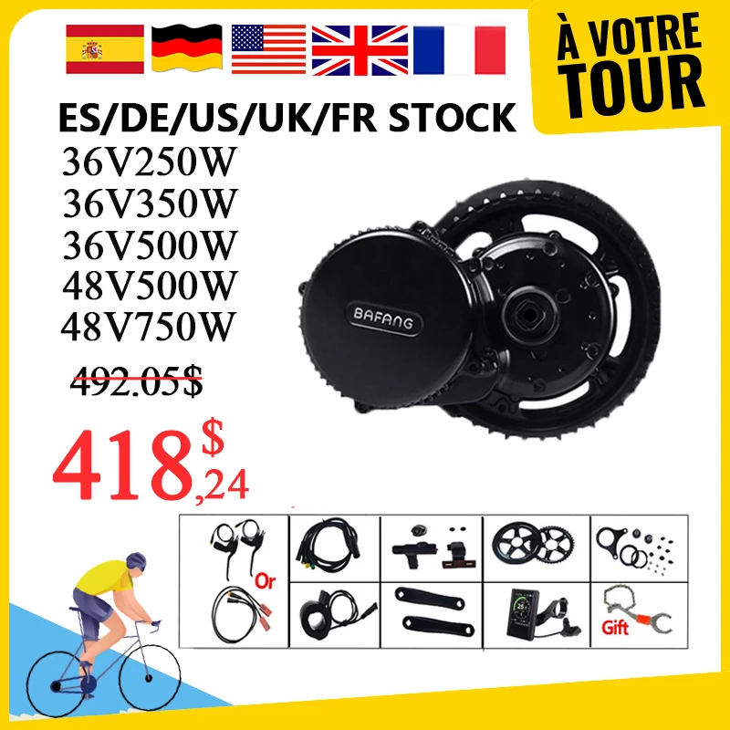 BAFANG BBS02 BBSHD 48V 500W/750W/1000W 36V250W/350W/500w комплект для электровелосипеда, 8fun комплект для электровелосипеда - изображение