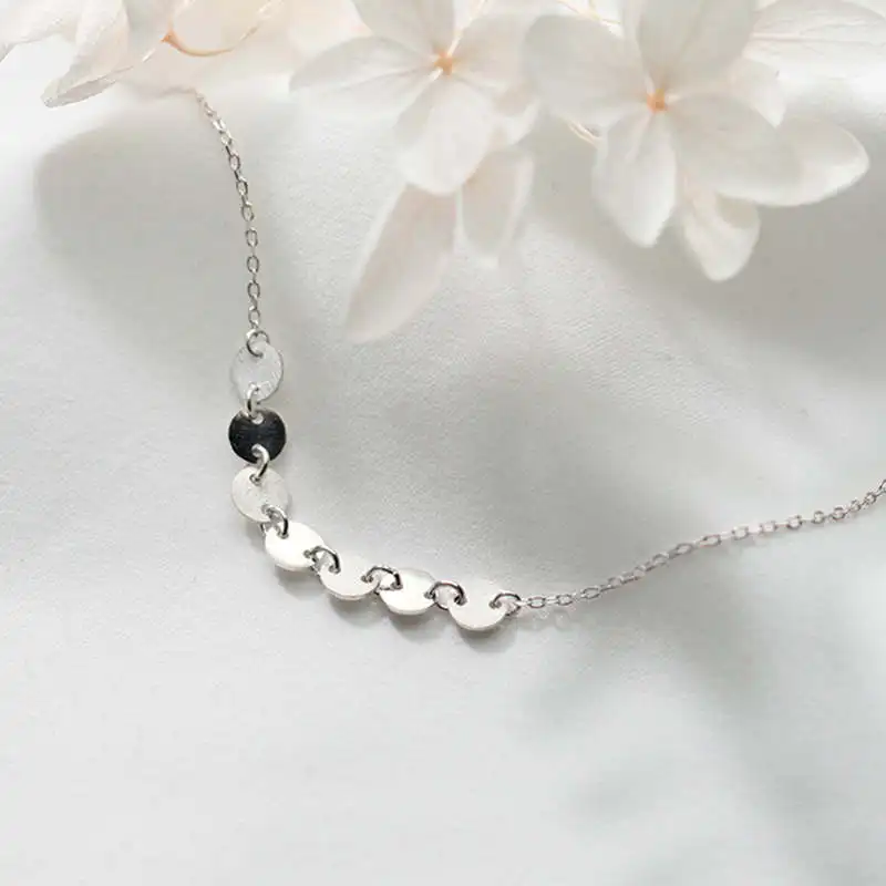 

PONYKISS Trendy 100% 925 Solid Sterling Silver Round connection Pendant Necklace Chain Cute Gift Girl Lady Fine Jewelry Party