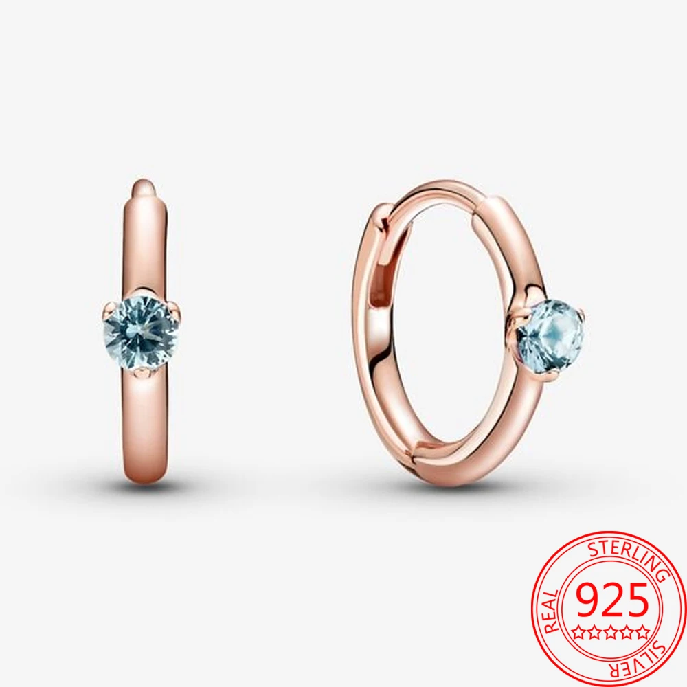 

Серьги-кольца женские круглые из серебра 925 пробы, светло-голубого цвета