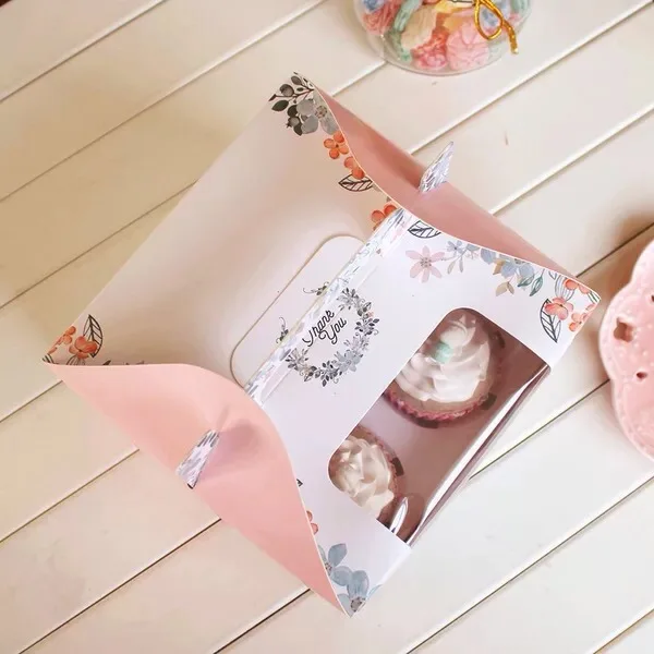 100 X Пасхальный кролик 4 полости Кекс Маффин коробка с портативной ручкой упаковка