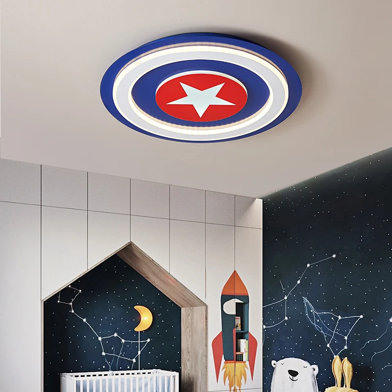 Luces LED de techo para niños, lámpara acrílica con control remoto para habitación de estudio bedoom, Capitán América