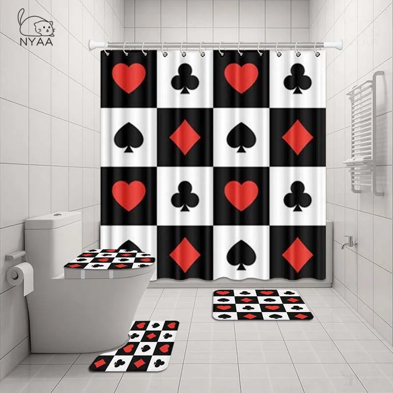 Занавески для душа Nyaa с красным арлекином бесшовные водонепроницаемые шторы из