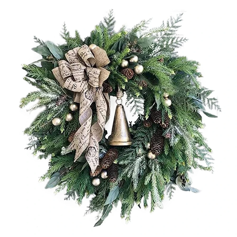 

Front Door Christmas Wreaths With Berries Artificial Pine Cone Garland Xmas Tree Fireplace Windows Hanging Decoration Hot Sell
