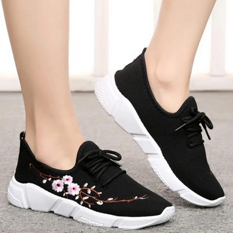 CYSINCOS/женские кроссовки с цветочной вышивкой спортивная обувь для бега