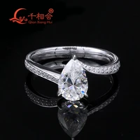 sterling silver 1 5ct 69mm high quality pear cut d vvs white moissanite dislocation band ring engagement perfect for gift