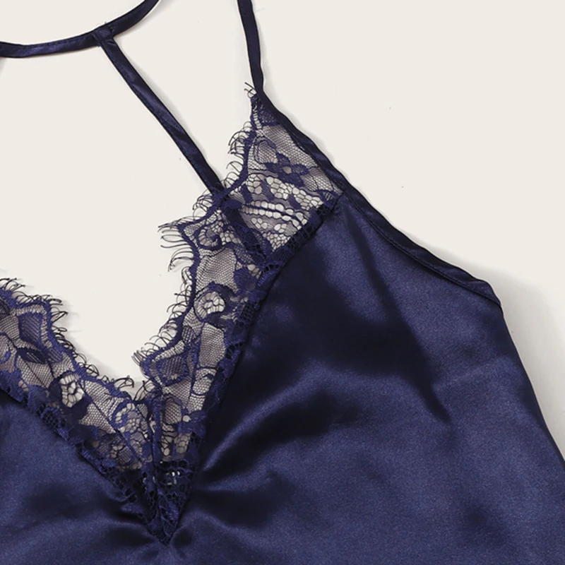 SHEIN Атласный Топ На Бретелях С Кружевом И Шорты Пижама Комплект Женский Розовый Летний Сексуальный Комплект Пижамы