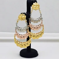 fashion drop earrings for women dubai gold color big earrings african bride long earrings three layer earrings