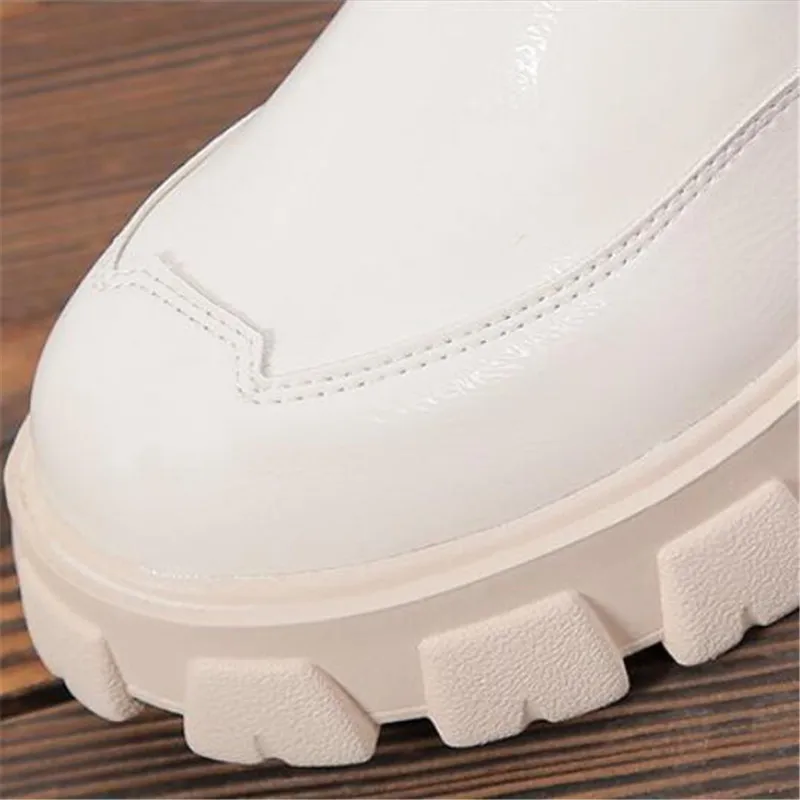 Демисезонные ботильоны из лакированной кожи Женские мотоциклетные ботинки