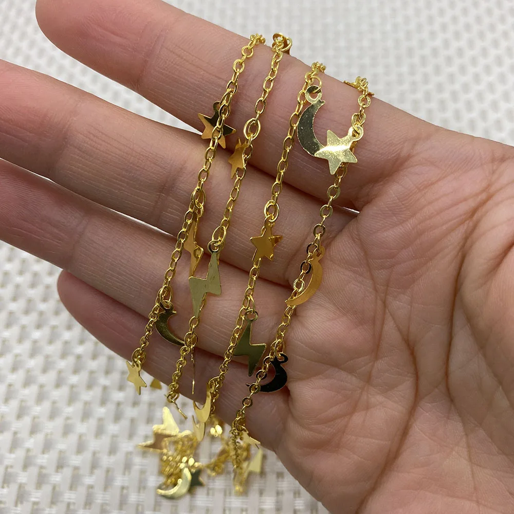 

Star-shaped, Moon-shaped Jewelry, Used To Make DIY Bracelets,Anklets and Necklace Accessories,1 Meter Long Golden Handmade Chain