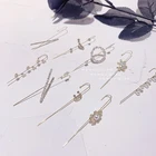 Серьги-гвоздики женские, с циркониевыми листьями, геометрические, 2020