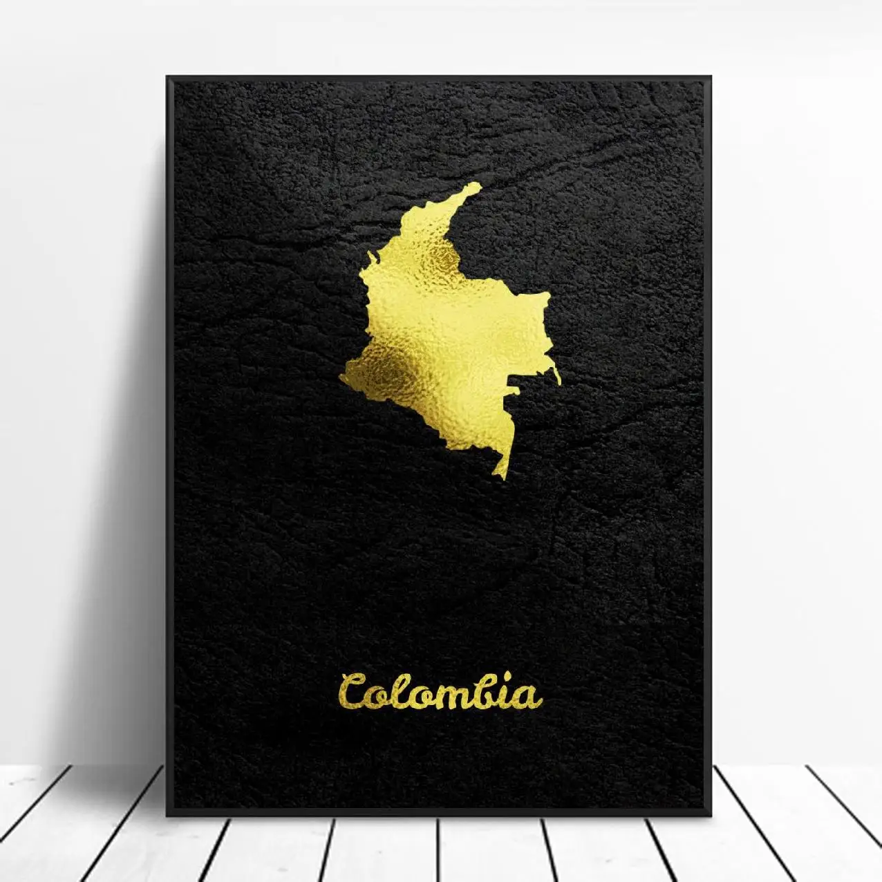 Golden Map Colombia Art Canvas Poster Home Decor Painting No Frame |