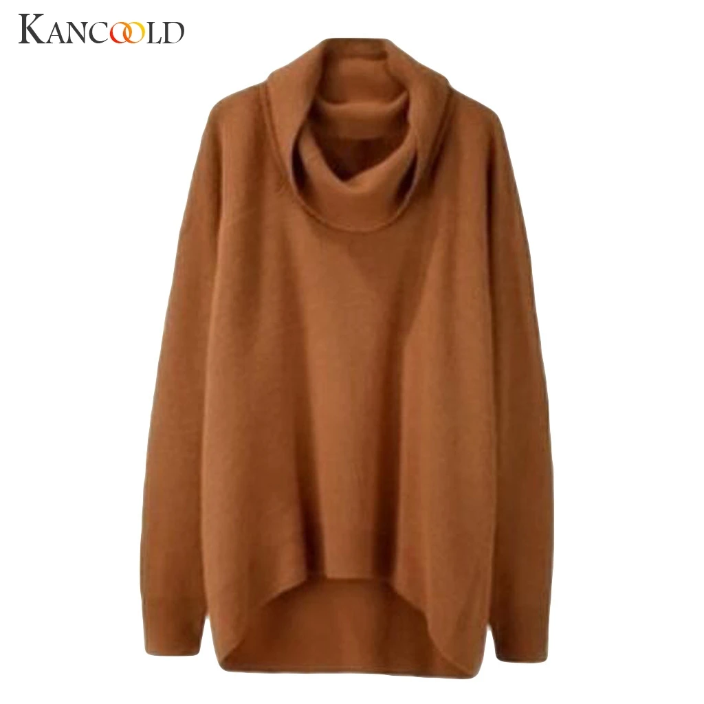 KANCOOLD Long Sleeve Autumn Women Knitteda Loose Solid Color Sweater Pullover Jumper Fashion 2019 Turtleneck Female | Женская одежда