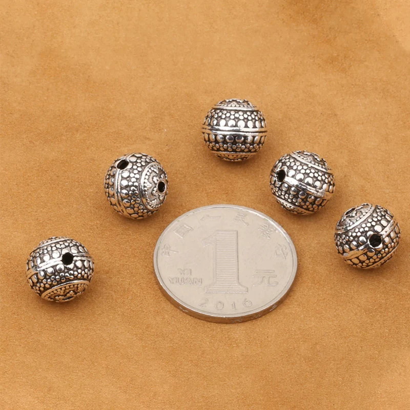 Wholesale S925 Sterling  Jewelry Thai Silver DIY Bracelet Accessories 12mm Tee Buddha Head Bodhi Necklace Beads