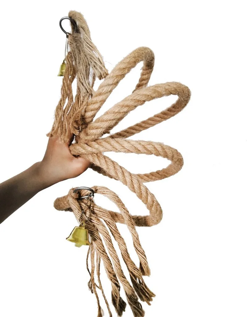 

100/150/200 cm Parrot Toy Pet Standing Rope Bird Cage Decoration Climbing Toy Chewing Rope Parrot Bird Cage Toys Rope Bell ZM815