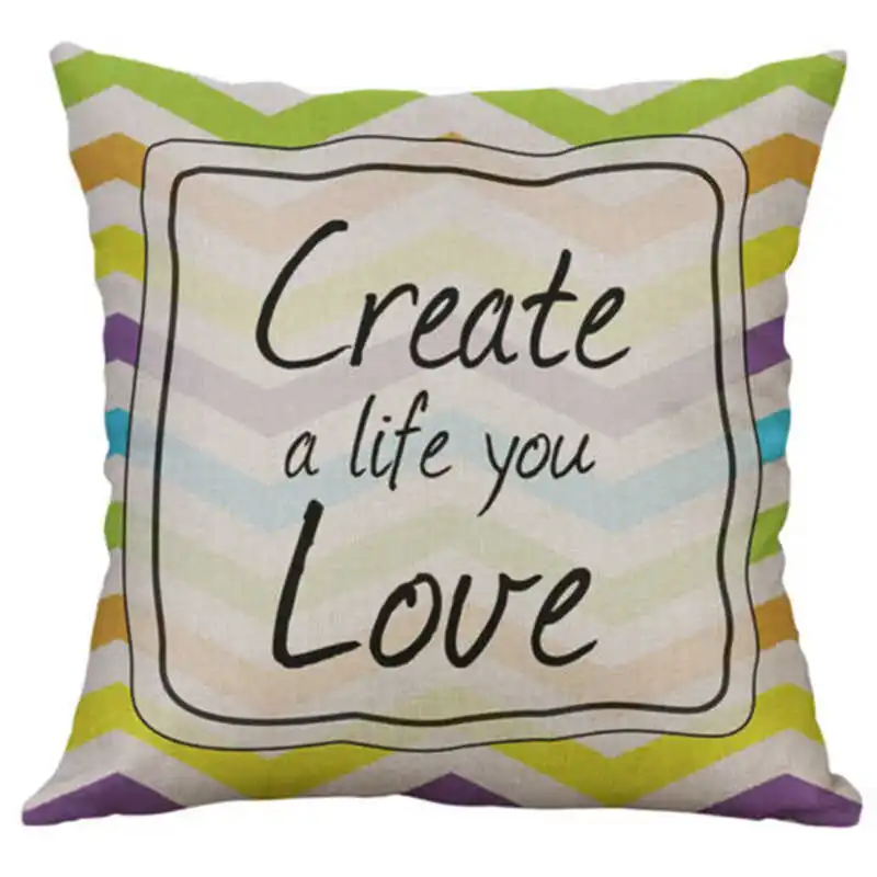 

Prtint Cotton Letter Case Pillow Dcor Fashion Cushion 18'' Cover Home Linen