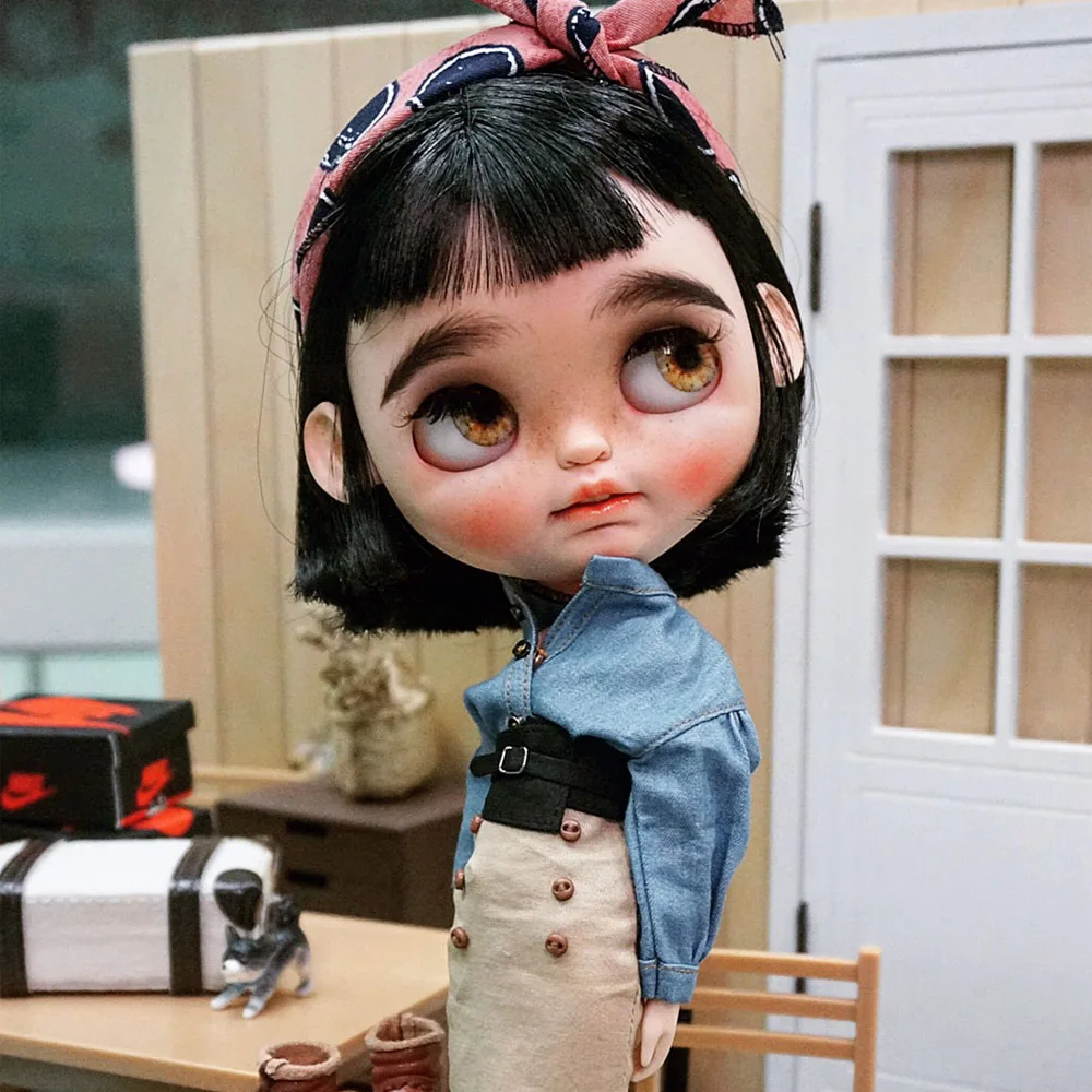 ICY 19 шарнир blyth кукла с макияжем лица tenskin Сделай Сам короткие черные волосы