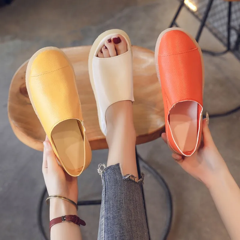 PUPUDA/повседневная кожаная обувь Женские лоферы без застежки Новая на плоской
