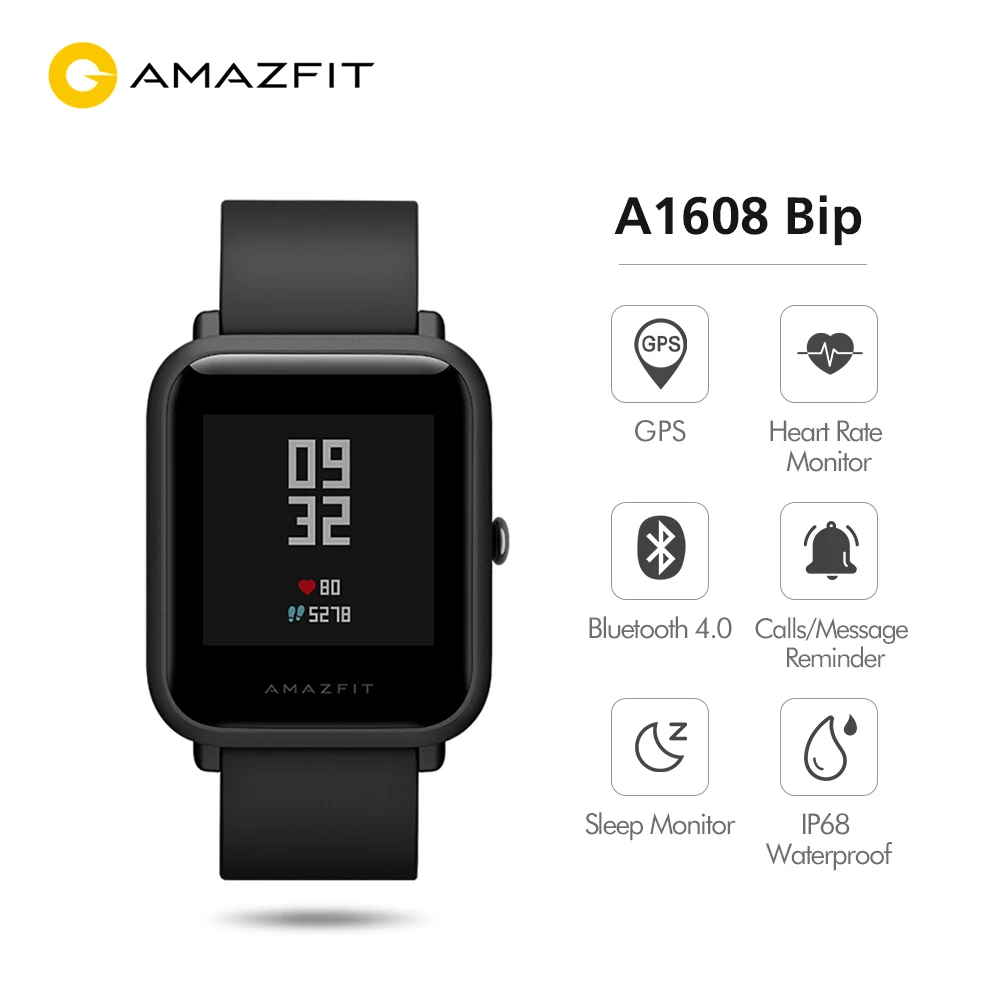 Умные часы Huami Amazfit Bip ультралегкие 32 ГБ с WiFi Bluetooth GPS 45 дней в режиме ожидания |