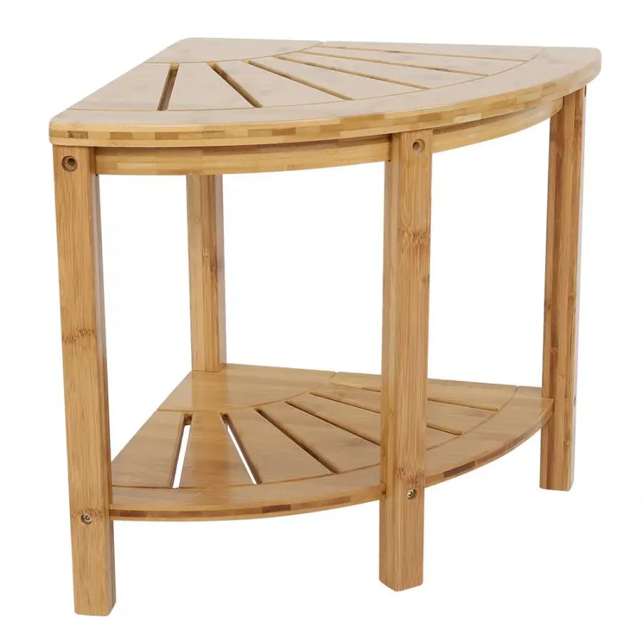 Бамбуковый Угловой стул для душа премиум класса ванной комнаты с полкой