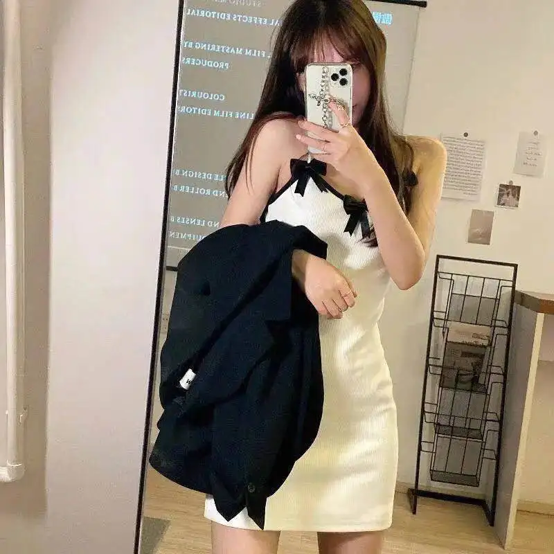 

Dress sexy bow sling spring and summer 2021 new fashion base skirt