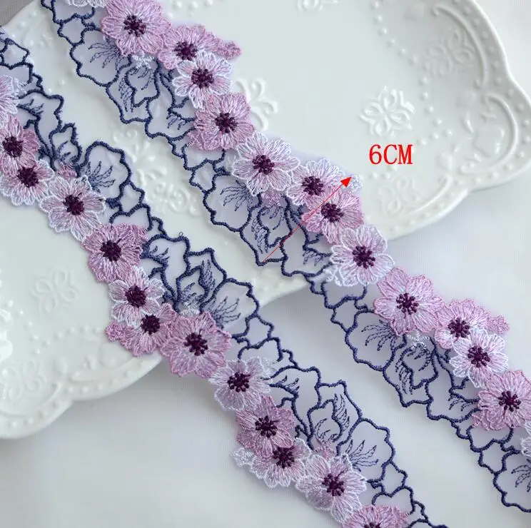 2 м/лот 6 см ширина Роскошная тонкая зеленая фиолетовая бежевая кружевная отделка