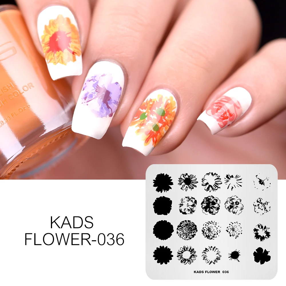 Шаблоны KADS Flower 036 Overprint Bloom сделай сам инструменты для маникюра трафарет ногтей