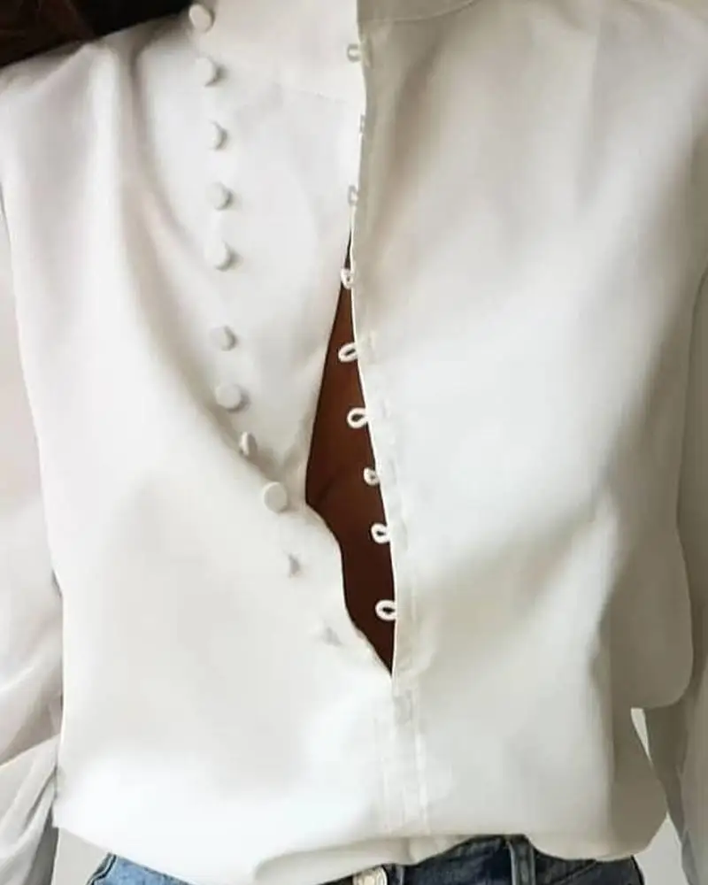 Женская блузка с пряжкой и стоячим воротником женские топы длинным рукавом