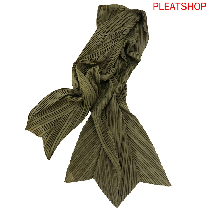 Ins Ретро плиссированный шарф новый стиль белый Miyake сплошной цвет шейный платок