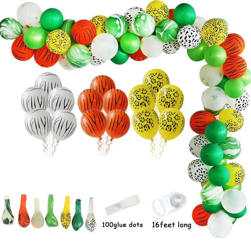 87pcs balloon Джунгли сафари вечерние Арка с воздушными шарами набор тропических пальмовых листьев зеленый латекс воздушные шары День рождения украшения Дети Свадьба партии поставка - Цвет: 87pcs balloon
