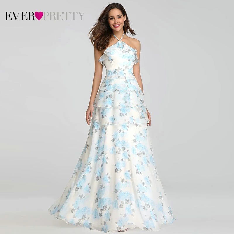 EP07239BL Robe De Soiree Ever красивое пляжное платье EP07242 элегантное ТРАПЕЦИЕВИДНОЕ вечернее платье с цветочным принтом длинное летнее платье в стиле бохо vestido de festa - Цвет: EP07239BL
