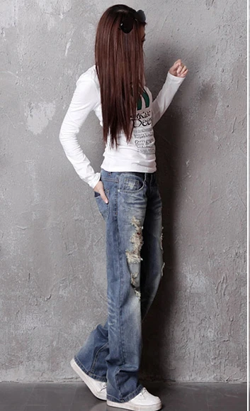 2021 новые модные женские джинсы с разорванными дурами и потертой джинсовой ткани