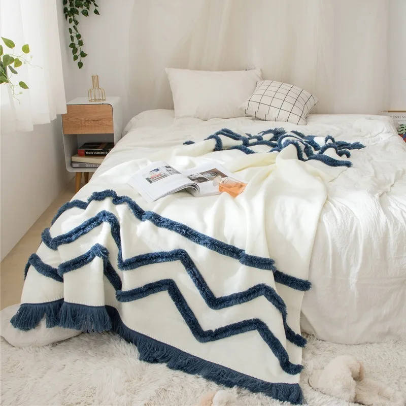 

Cozy Home Bohemian Knitted Throw Blanket 100% Acrylic Tassel Decoration Soft Blanket Sofa Couch Bed Throw Blanket 130x160cm