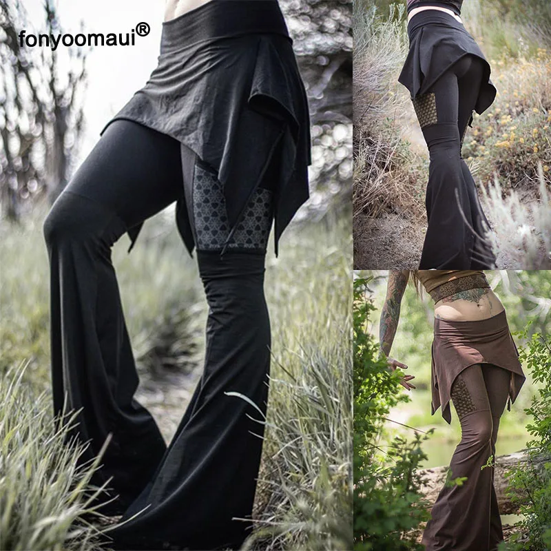 Женские облегающие брюки клеш юбка асимметричной длины в готическом стиле