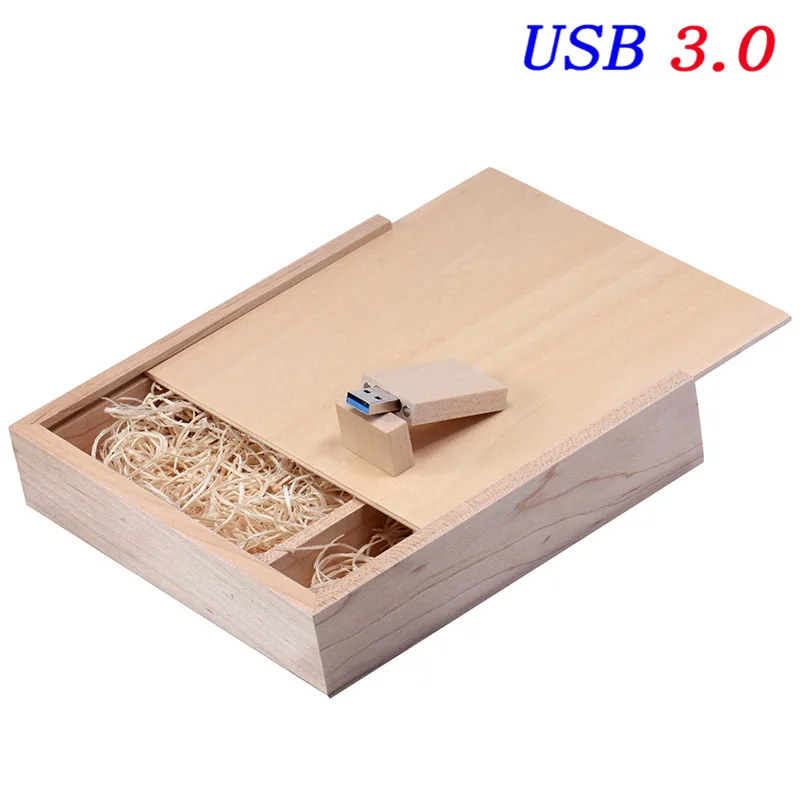 JASTER запись логотипа новая ставка альбом на заказ фото коробка с соломинкой usb 3,0 ручка привода свадебные подарки для гостей - Цвет: Maple USB BOX