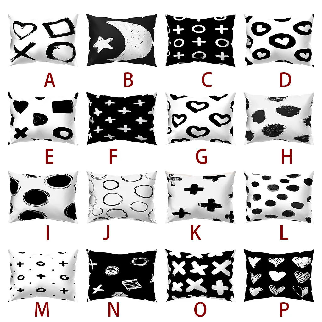 

Ouneed Cushion Cover Black & White Style prints Pillow Case 30*50cm Polyester office Home Decor animeative cojines almofadas new
