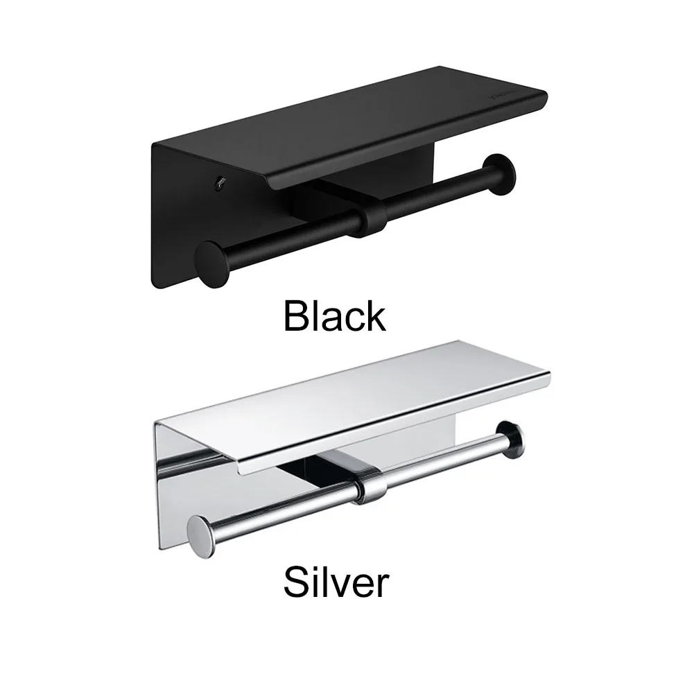 

Storage Rack Heavy Duty Wall Mountded Rustproof Double Roll Toilet Paper Holder Modern Stainless Steel Bathroom Kitchen