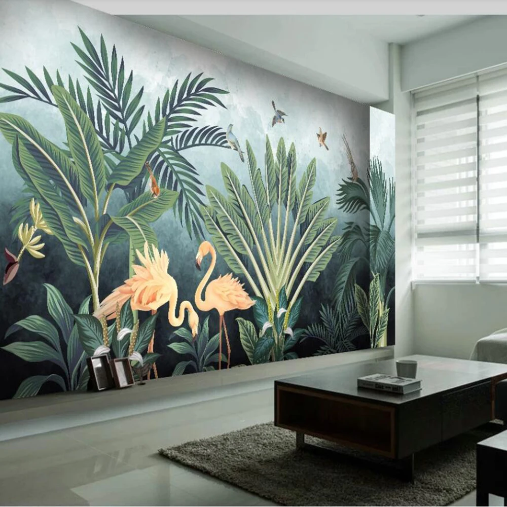 Milofi Custom 3D Wallpaper Mural Medieval Tropical Rainforest Flamingo Background Wall Living Room Bedroom Decoration | Обустройство