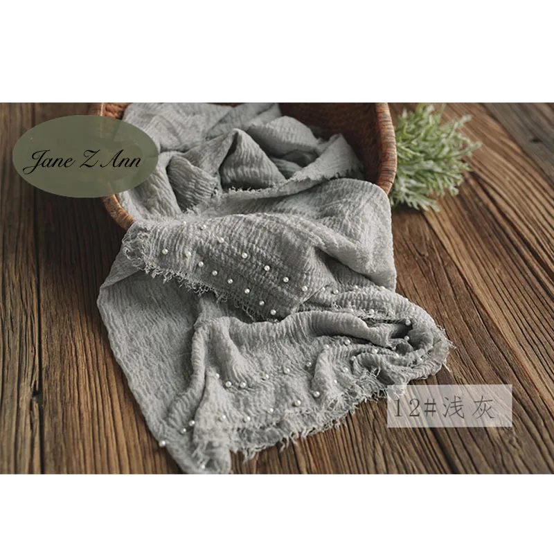 light gray Jane Z Ann/реквизит для фотосессии новорожденных детей, декоративные обертки с жемчугом, тонкая хлопковая линия одежды, аксессуары для студийной съемки 95x185 см - Цвет: light gray